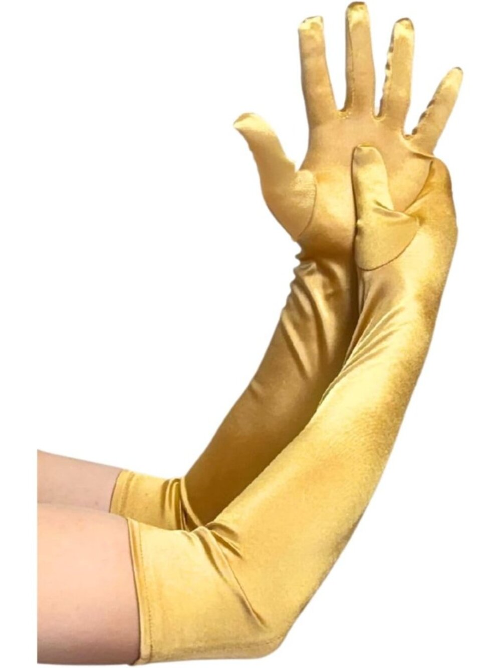 Women's Gold Stretchy 1920s Gatsby Elbow Length Long Opera Party Satin Gloves